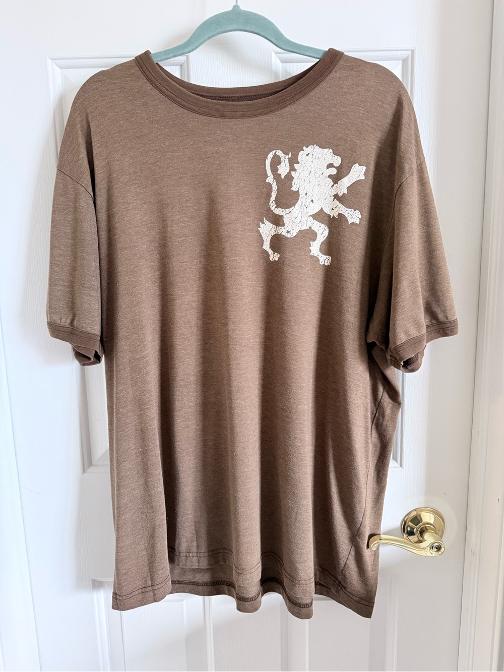Super Soft New Favorite Tshirt Men's Brown Graphic Tee with Lion Emblem